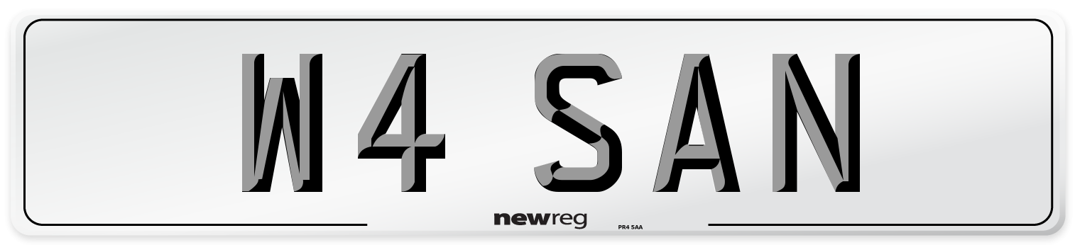 W4 SAN Number Plate from New Reg